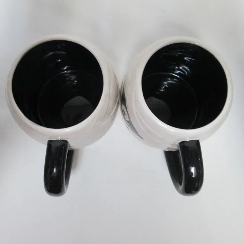 Pier 1 One Ghost Mug Cup Hand Painted Dolomite Halloween Spooky Set 2 dish safe